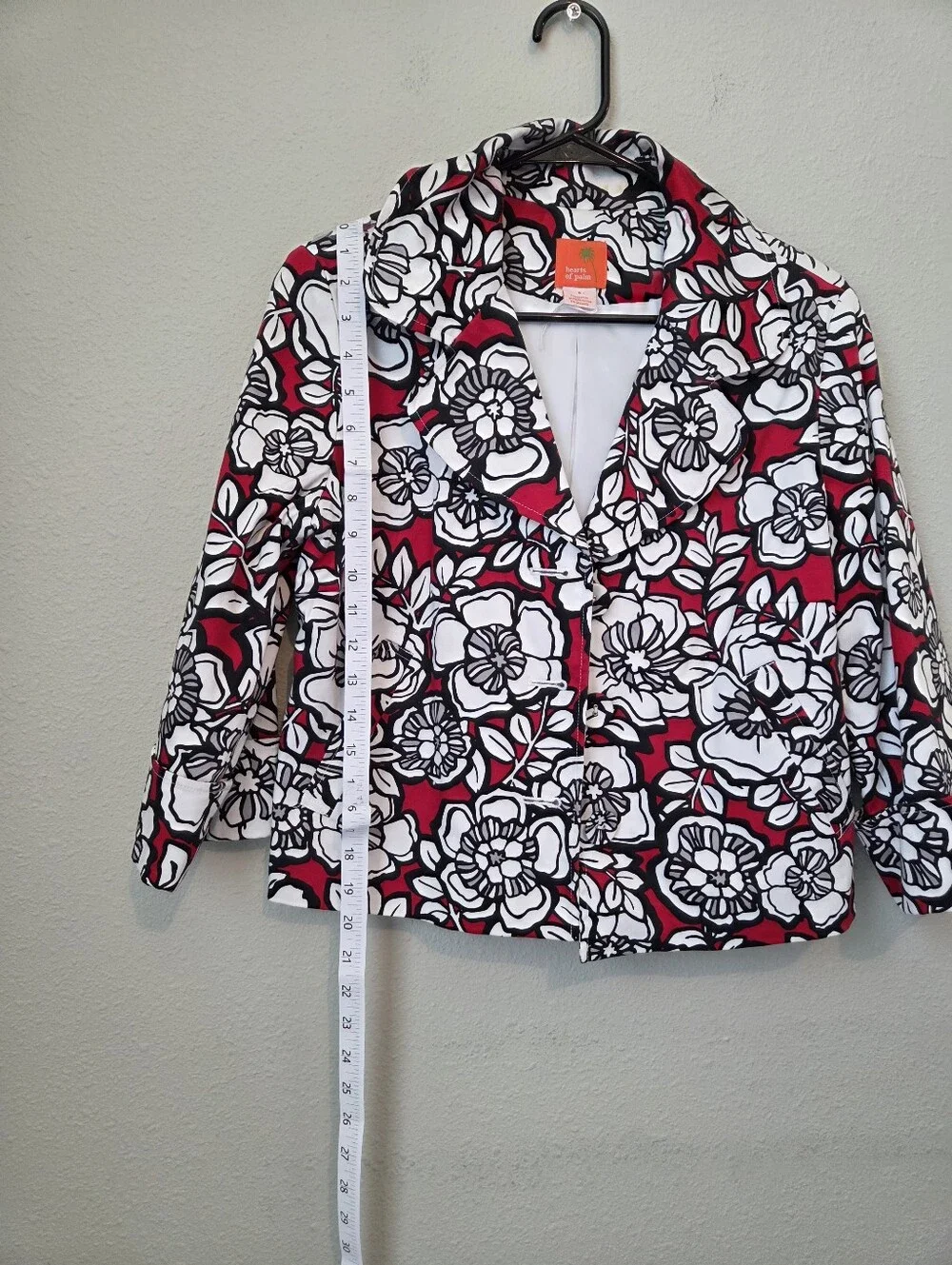 Heart Of Palms Floral Print Red, White & Black Jacket
